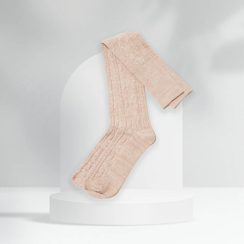 New Podus Beige Knit Sweater Socks